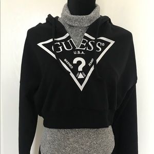 GUESS Cropped Sweater w/ Hoodie